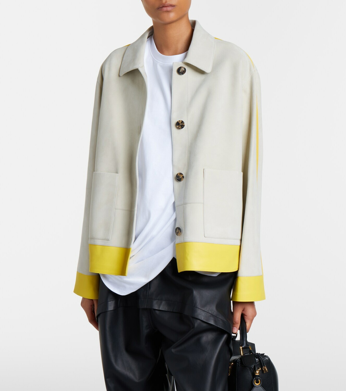 Loewe Leather-trimmed suede jacket