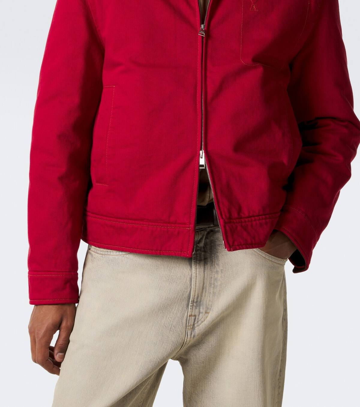Ami Paris Ami de Coeur corduroy-trimmed denim jacket