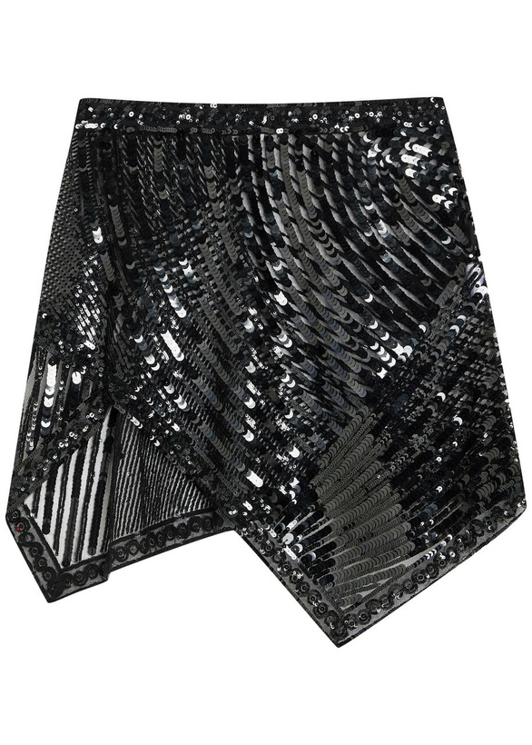 Photo: Pucci Sequin-embellished Asymmetric Tulle Mini Skirt Black