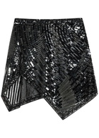 Pucci Sequin-embellished Asymmetric Tulle Mini Skirt Black