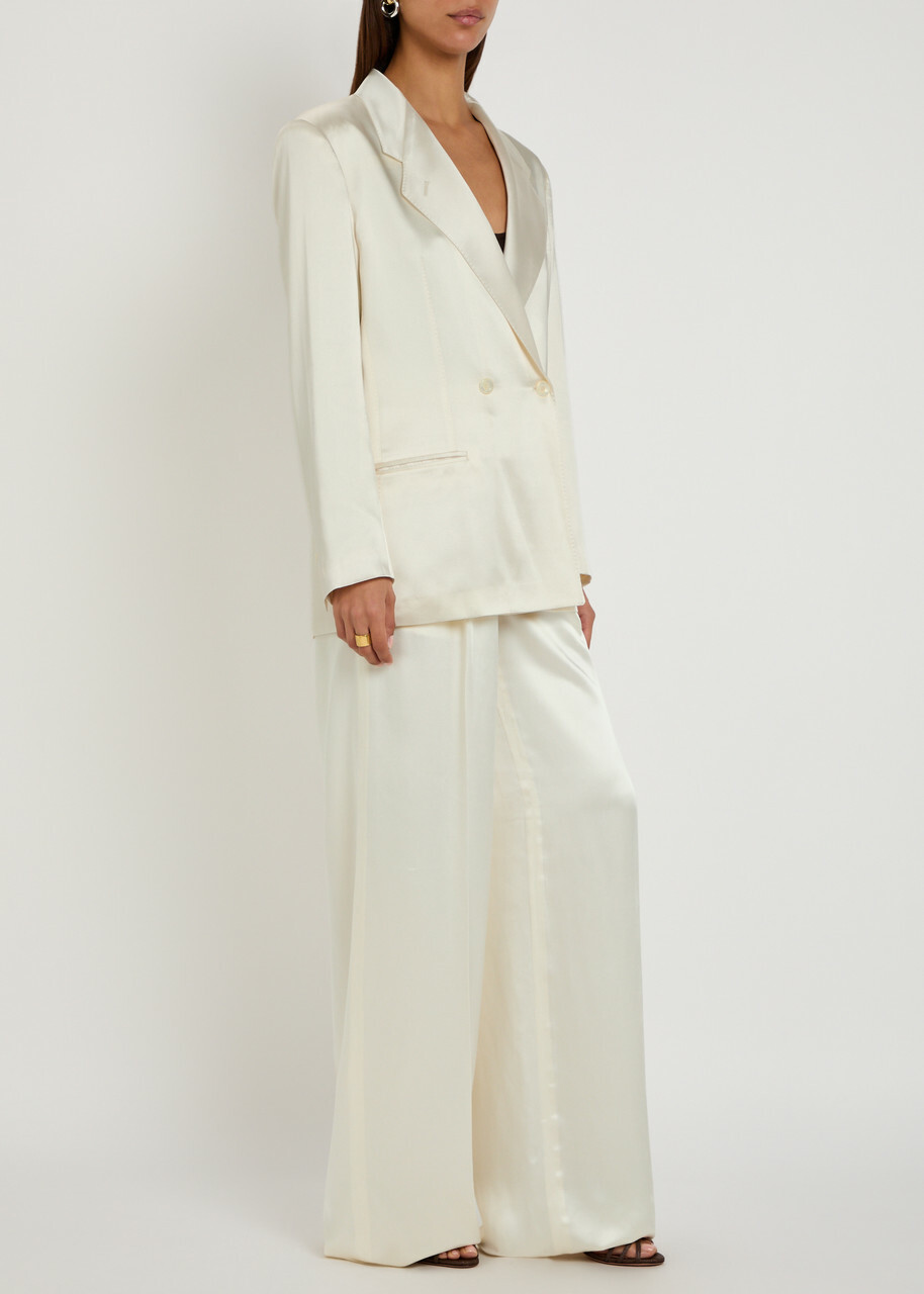 Giuliva Heritage The Elsa Wide-leg Satin Trousers Ivory