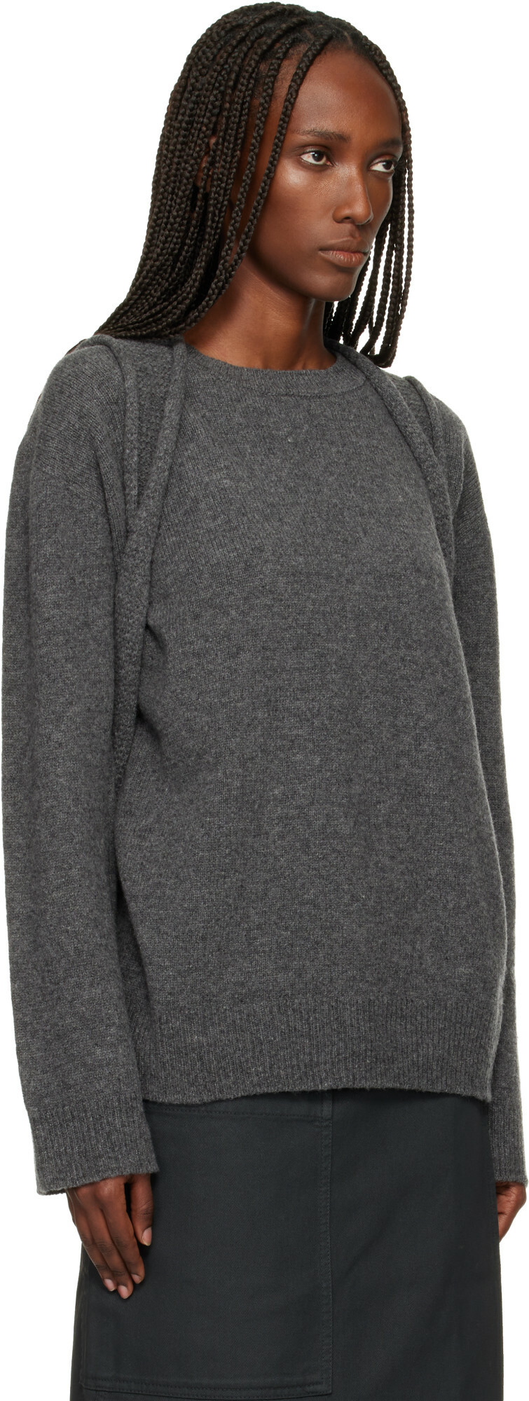 ISSEY MIYAKE Gray Backpack Knit Sweater