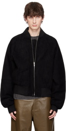 Entire Studios Black Raglan Bomber Leather Jacket