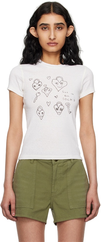 Photo: Re/Done Off-White Baby Hearts T-Shirt