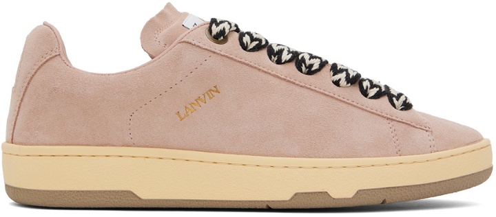 Photo: Lanvin Pink Suede Curb Lite Sneakers