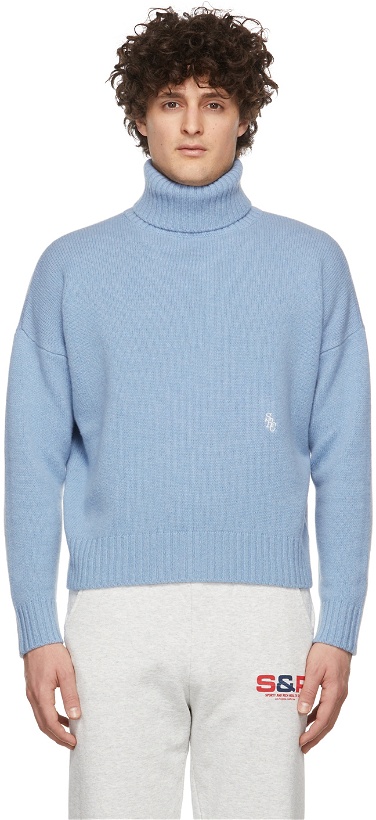 Photo: Sporty & Rich Blue Wool Faith Sweater