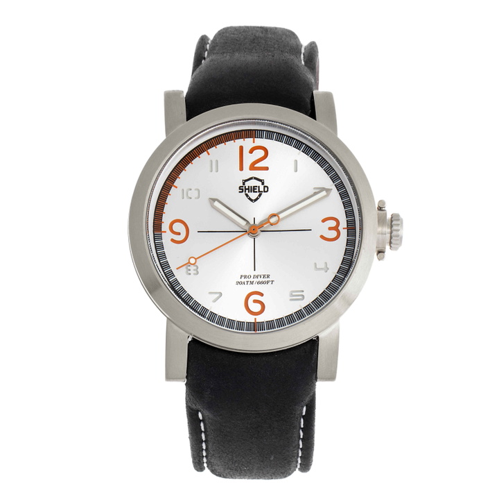 Photo: Shield Berge Quartz Silver Dial Black Leather Mens Watch SLDSH101-1