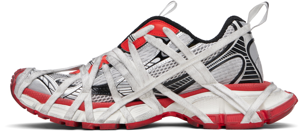 【BALENCIAGA】3XL Extreme Lace sneakers Grey/Red/Black/White Balenciaga Gray & Red 3XL Extreme Lace Sneakers Balenciaga