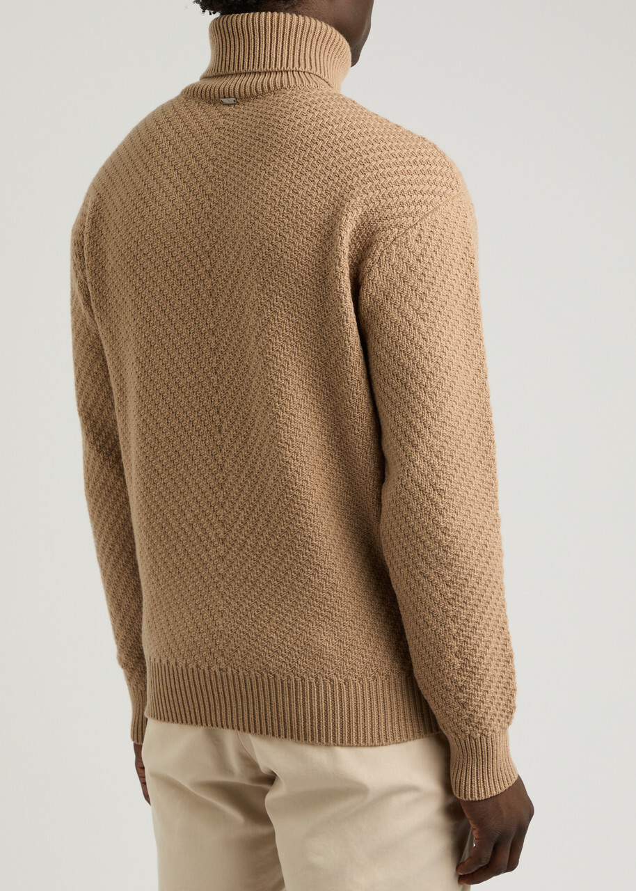 Herno Herringbone Wool Jumper Cream