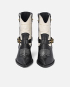 Pinko Two Tone Texan Style Leather Ankle Boots Black/White