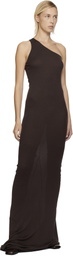 Rick Owens Lilies Brown Concordians One Shoulder Maxi Dress