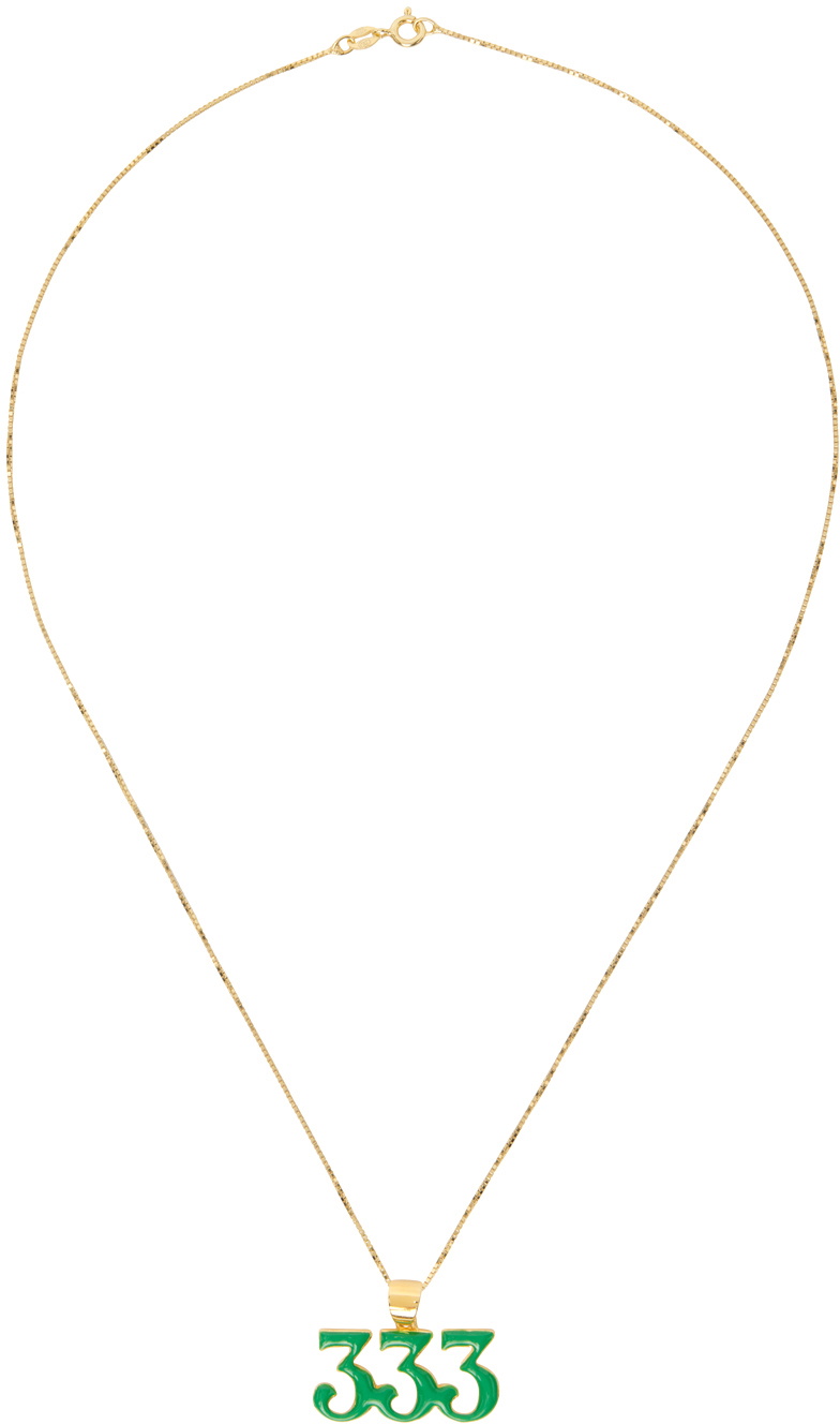 VEERT Gold & Green '333' Pendant Necklace