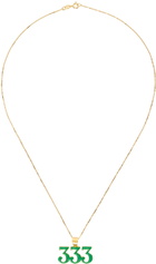 VEERT Gold & Green '333' Pendant Necklace