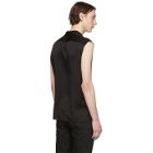 Saint Laurent Black Silk Stripe Sleeveless Shirt