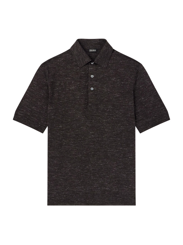 Photo: Zegna - Silk, Cashmere and Linen-Blend Polo Shirt - Brown