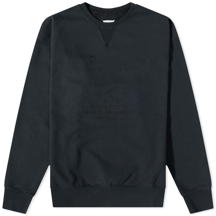 Photo: Maison Margiela Men's Embroidered Numbers Logo Crew Sweat in Charcoal