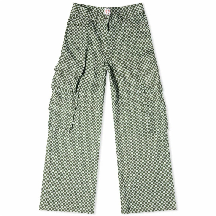 Photo: Shrimps Women's Wide Leg Cargo Trousers in Chive/Cream