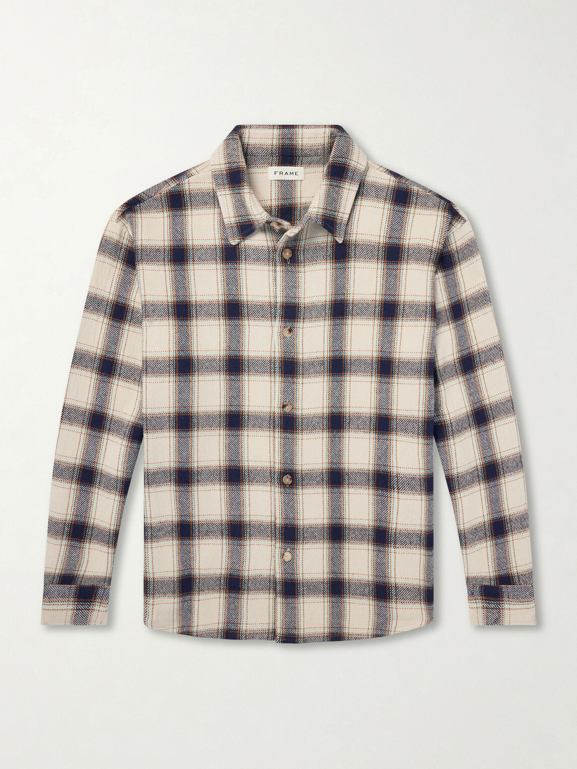 FRAME - Checked Cotton-Blend Flannel Overshirt - Neutrals