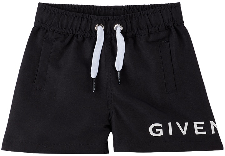 Photo: Givenchy Baby Black Drawstring Swim Shorts