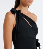 Coperni Floral-appliqué asymmetric cocktail dress