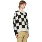 Palm Angels Black and White Check Mohair Sweater