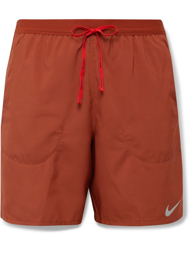 Photo: Nike Running - Flex Stride Straight-Leg Dri-FIT Drawstring Shorts - Orange