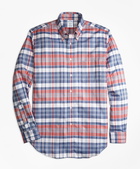 Brooks Brothers Men's Regent Regular-Fit Sport Shirt, Oxford Madras Plaid | Red/Blue