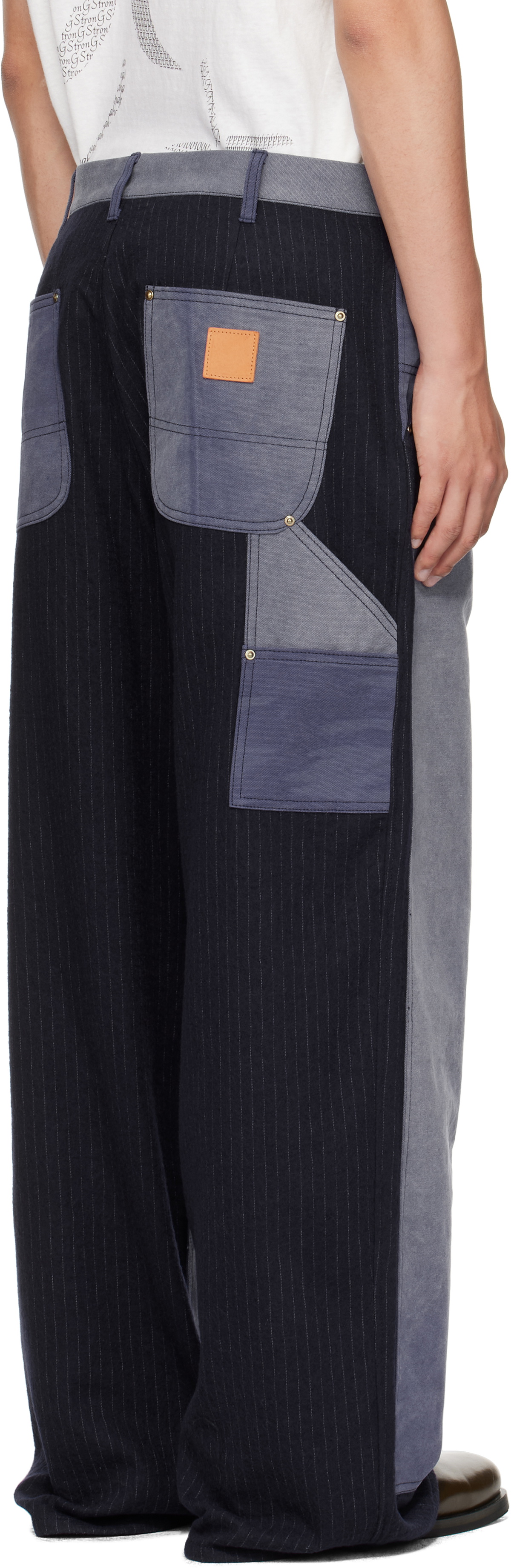 Khoki Blue Vintage-Effect Work Trousers