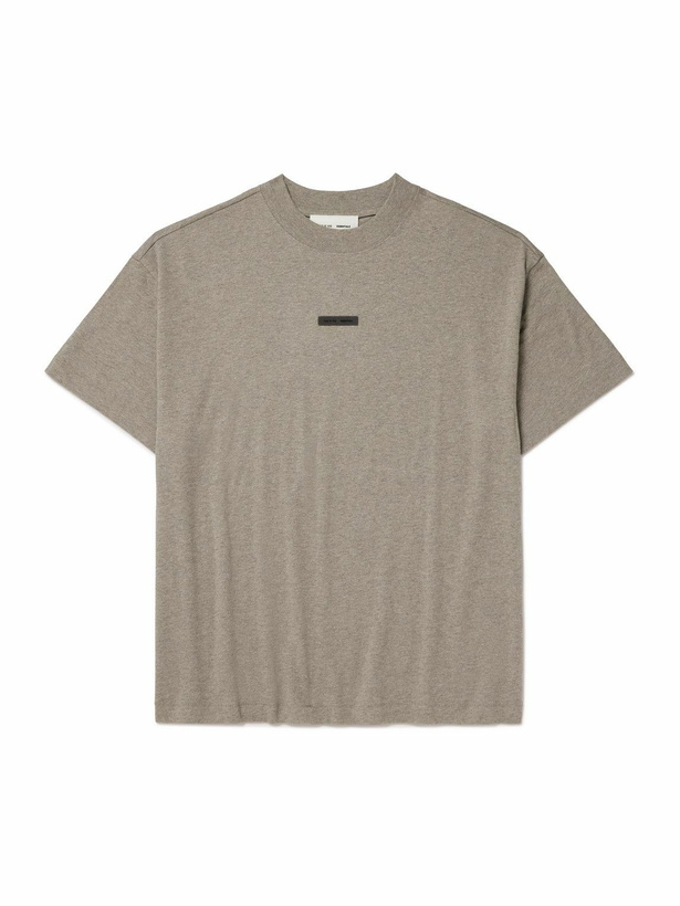 Photo: FEAR OF GOD ESSENTIALS - Logo-Appliquéd Cotton-Jersey T-Shirt - Brown