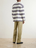 Aimé Leon Dore - Striped Cotton-Jersey Polo Sweater - Gray