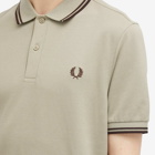 Fred Perry Men's Twin Tipped Polo Shirt in Warm Grey/Brick