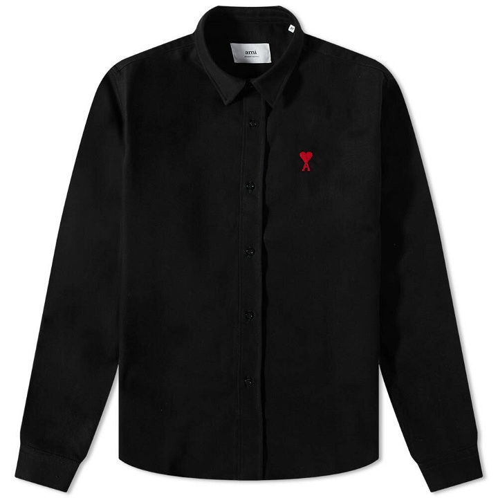 Photo: AMI Men's Small A Heart Denim Shirt in Black