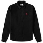 AMI Men's Small A Heart Denim Shirt in Black