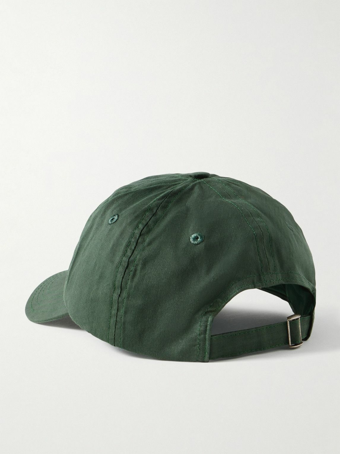Drake's - Logo-Embroidered Herringbone Waxed-Organic Cotton Baseball Cap
