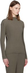 ISSEY MIYAKE Taupe Hatching Pleats Top