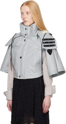 Burberry Blue Bleached Cotton Hooded Capelet Jacket