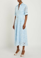 Simkhai Deanna Floral-appliquéd Lace Midi Shirt Dress Blue
