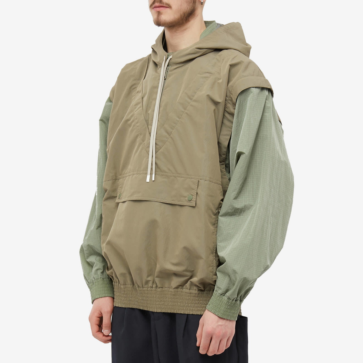 F/CE. Men's Layered Windbreaker in Sage Green F/CE.