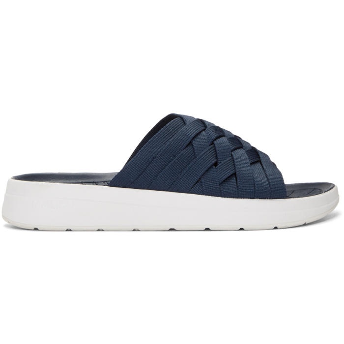 Photo: Malibu Sandals  Blue and White Nylon Suma Slides 
