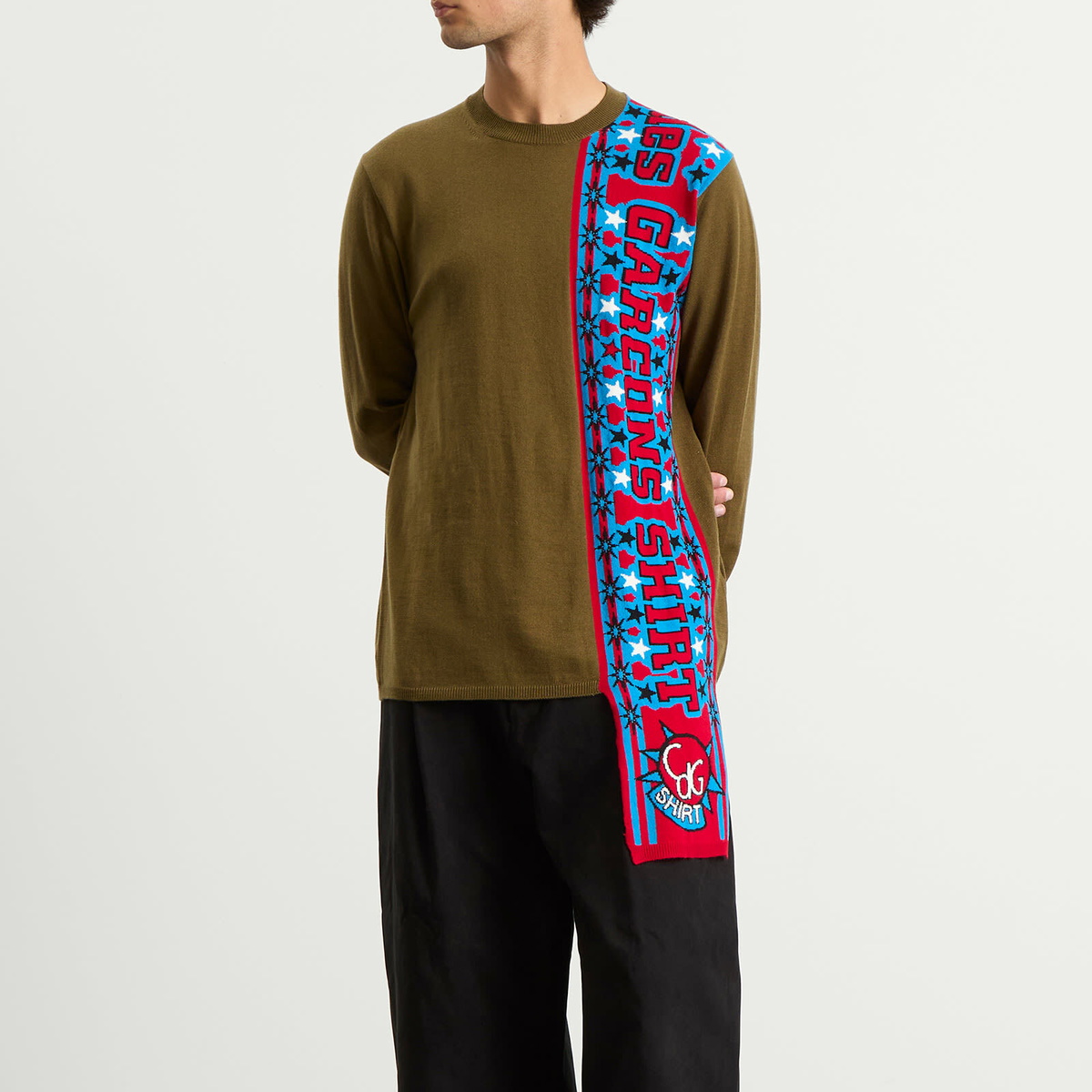 Comme des Garçons SHIRT Men's Football Scarf Knit in Khaki