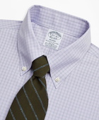 Brooks Brothers Men's Stretch Regent Regular-Fit Dress Shirt, Non-Iron Check | Purple