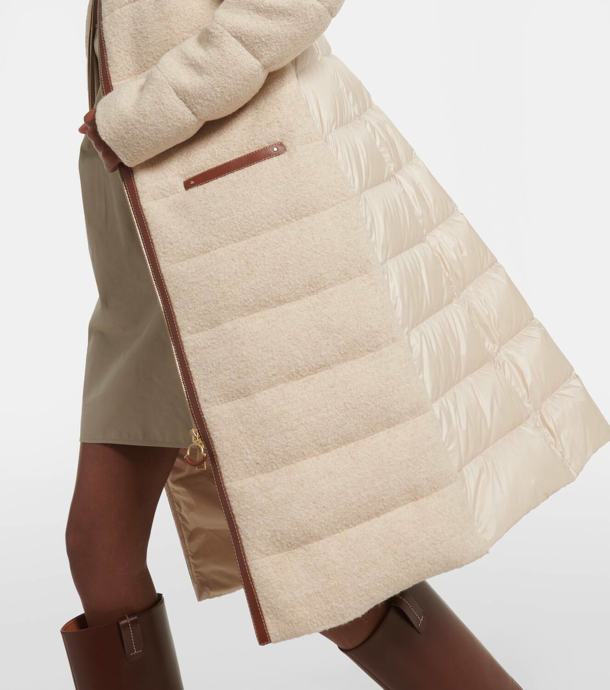 Moncler Bellette leather-trimmed down coat Moncler