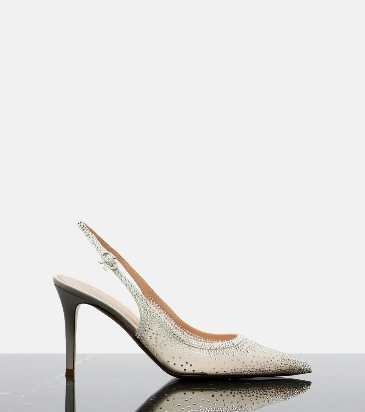 Gianvito Rossi Regina embellished leather slingback pumps