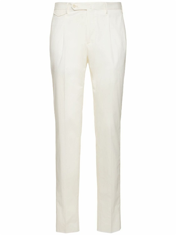 Photo: TAGLIATORE Stretch Cotton Single Pleat Pants