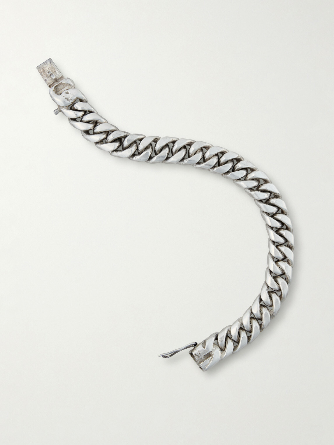 FOUNDWELL - Vintage Heavy Curb 1990s Sterling Silver Bracelet - Silver