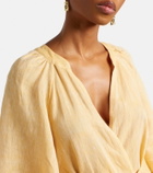 Eres Audacieuse belted linen midi dress