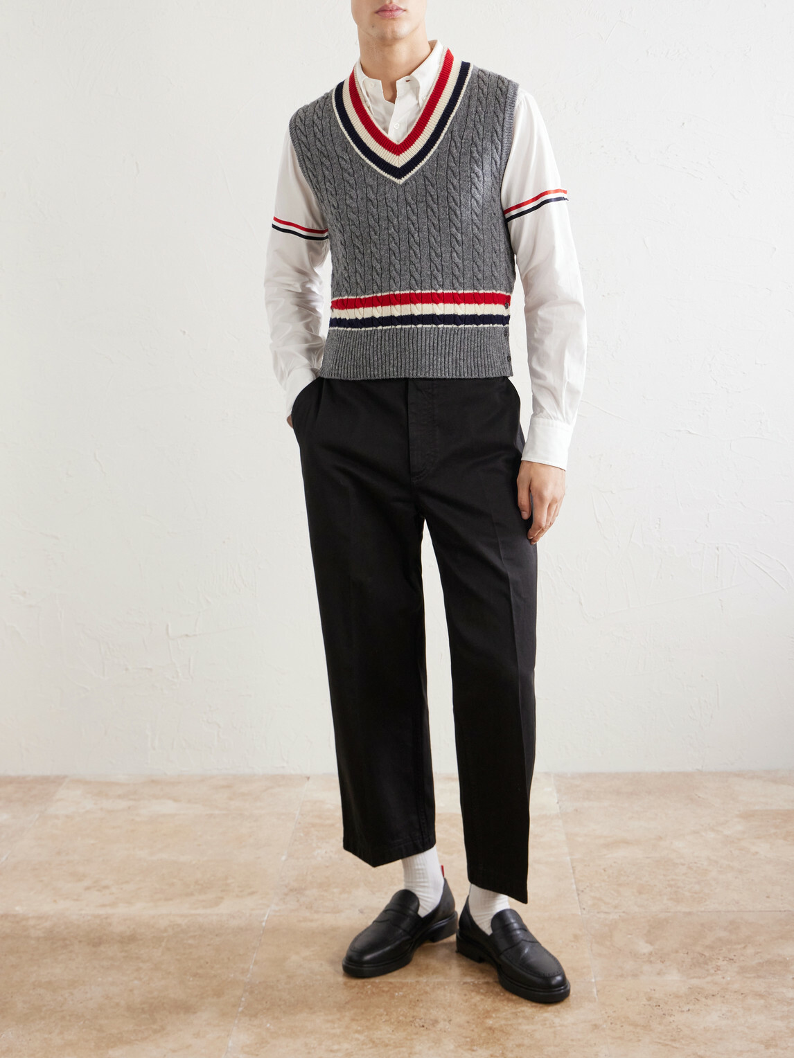Thom Browne - Cable-Knit Wool Vest - Gray