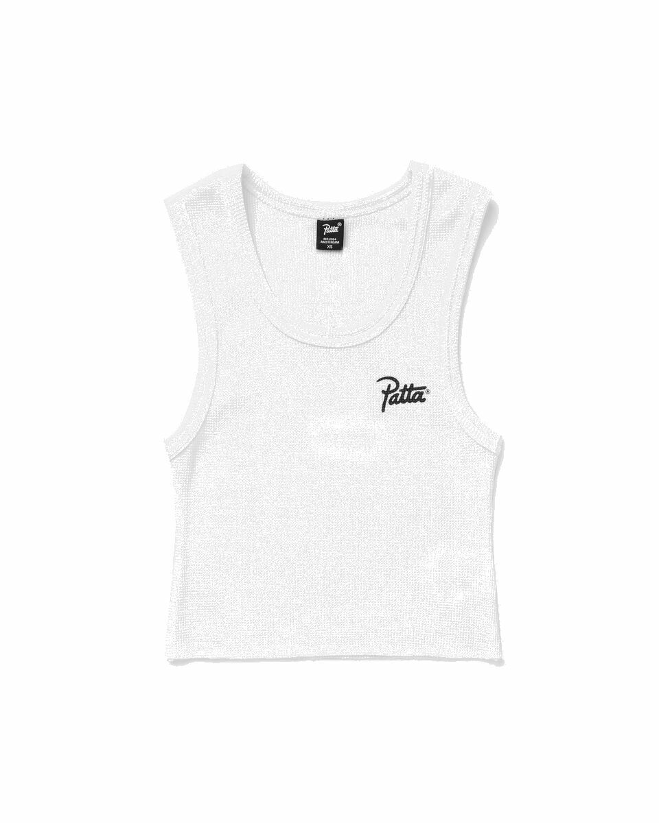 Photo: Patta Cropped Waffle Tank Top White - Womens - Tops & Tanks