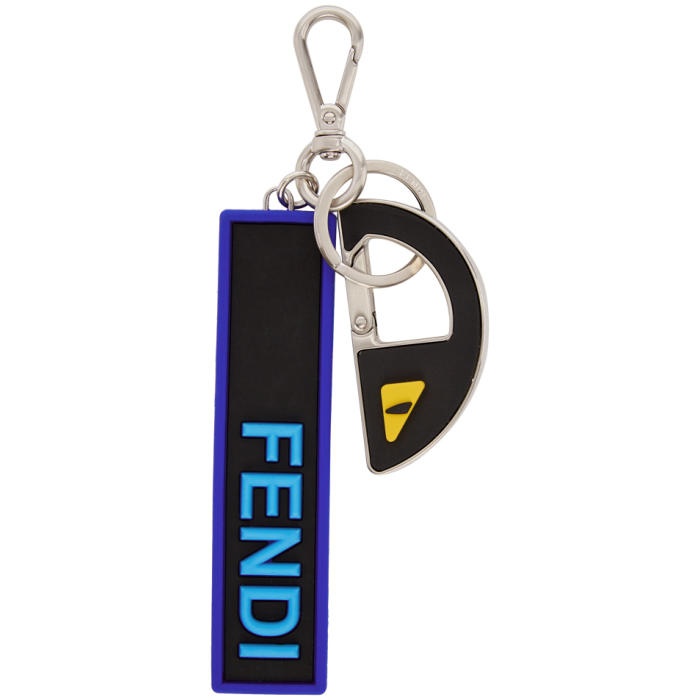 Photo: Fendi Black and Blue Bag Bugs Think Keychain 