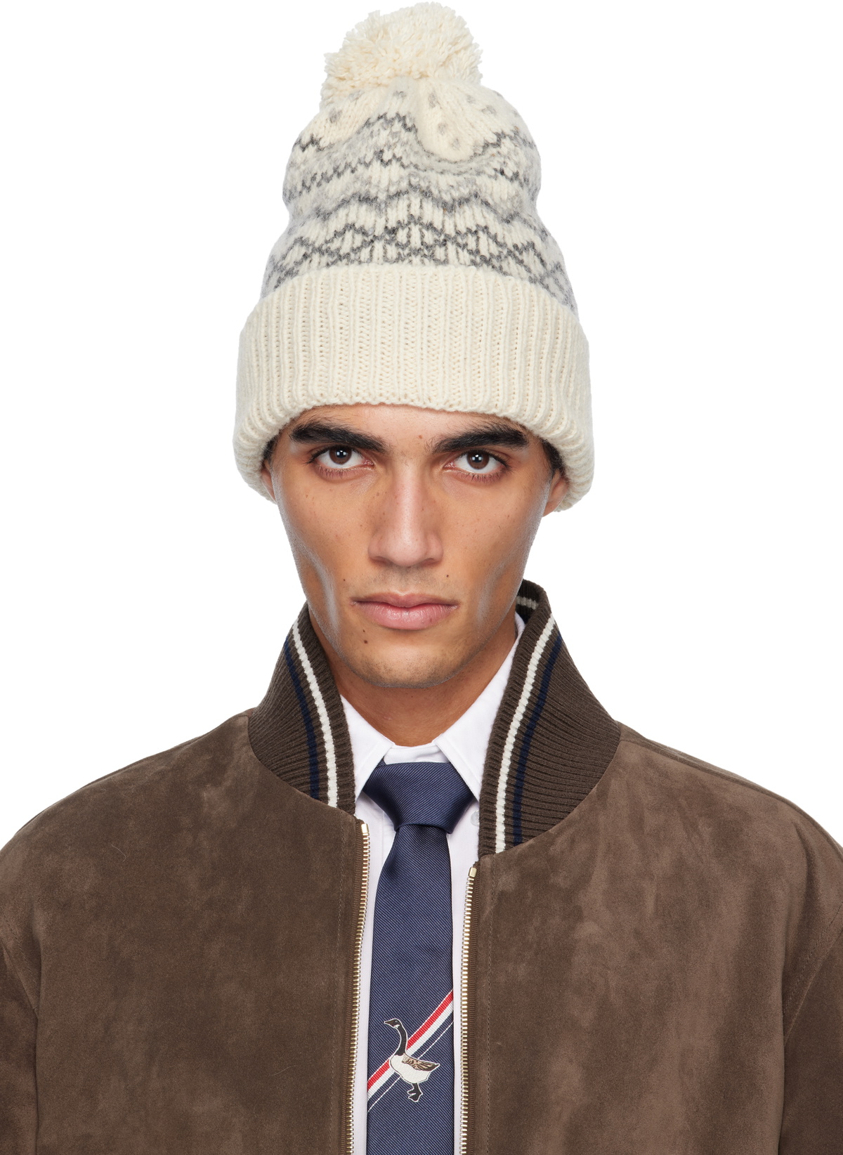 Thom Browne Off-White Fair Isle Jersey Float Jacquard Beanie